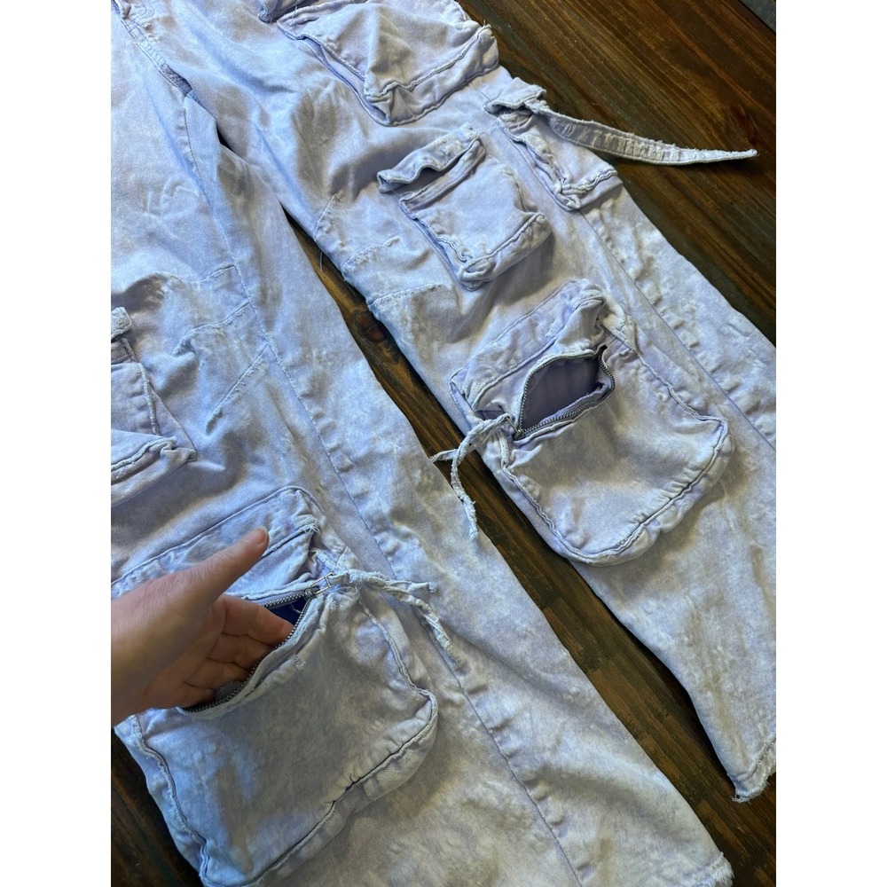 AMERICAN BAZI Lilac Purple Acid Wash Cargo Pants Streetwear Size Large‎ - Picture 13 of 14